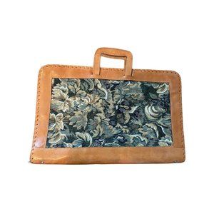 VINTAGE L.L. BEAN Tapestry￼ leather  ZIPPERED Brief Case Computer PORTFOLIO BAG